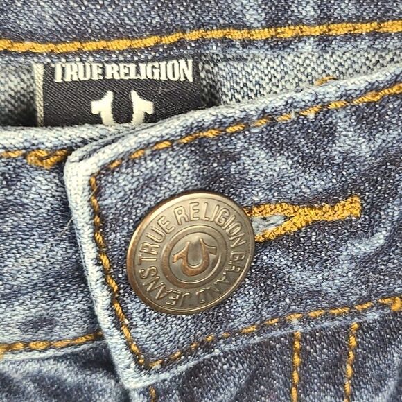 True Religion Boys 12 Jeans Geno Single End Straight Leg Blue Distressed Denim - Picture 6 of 9